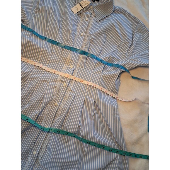 J.Crew Wren Lace-Trim Shirtdress in Stripe Blue White CK807 $188  Size 10NWT - Picture 9 of 13